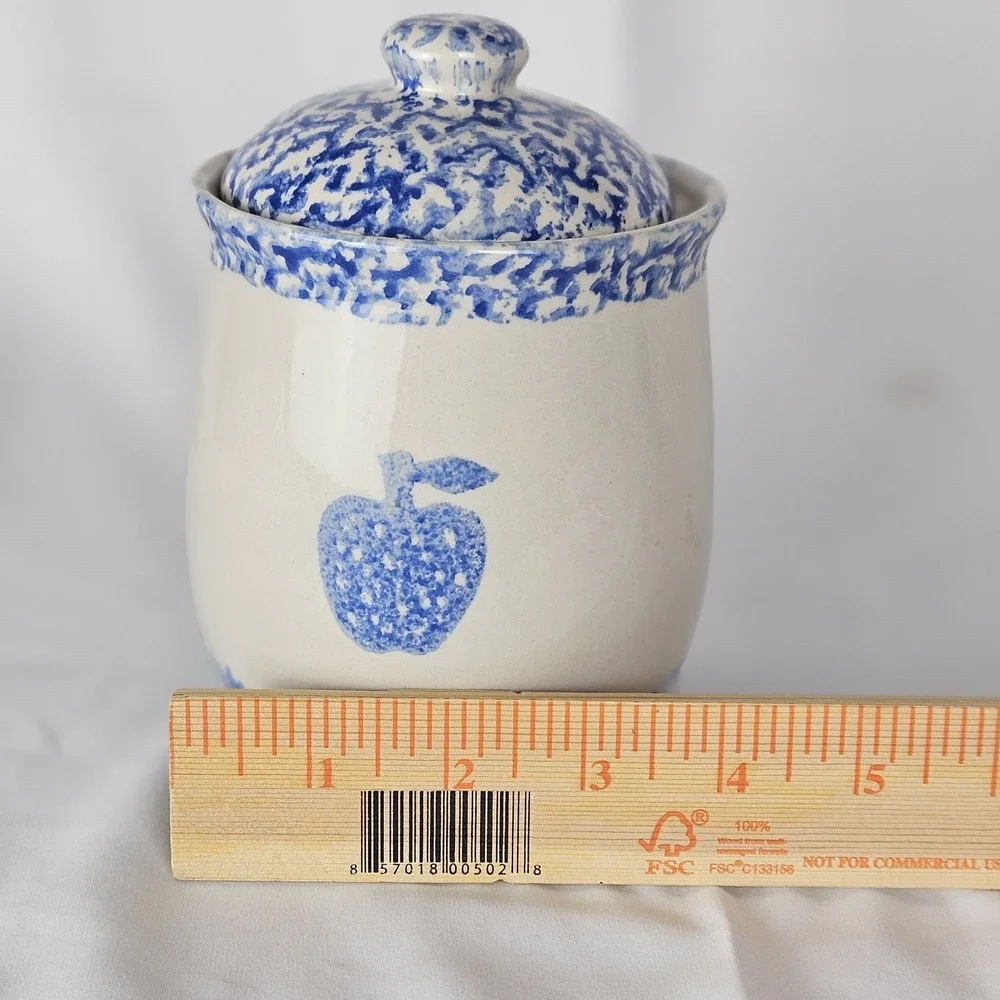 Folk Craft Sponge Apple/Bunny Canister By Tienshan Farmhouse Cottage Country